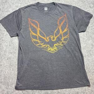 GM Shirt Mens Large Gray Phoenix Firebird Logo Graphic Tee Muscle Car Pontiac